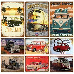 retro Car Posters Iron Painting Metal Wall Art Vintage Old Fashioned Vehicle Metal Tin Sign for Bar Pub Man Cave Wall Personalised tin Decor Size 30X20CM w02