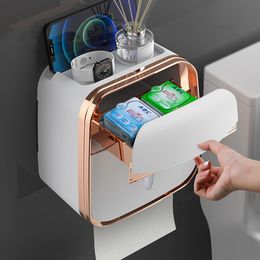 Toilet Paper Holders Holder Tissue Box Bathroom Wall Shelf Hanger Rack Organiser With Storage Roll Dispenser WC Accessories Supplies 230308