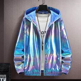 Men's Jackets 2023 Spring Summer Mens Jacket Colourful Shiny Sunscreen Clothing Couples Colour Thin Waterproof Coats Loose Glitzy Reflective