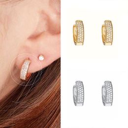 Hoop Earrings & Huggie Silver Ear Buckle Exquisite Simple For Women Gold Colour CZ Crystal Females Jewellery AccessoriesHoop