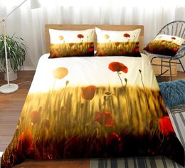 Bedding Sets Tulip Flowers Duvet Cover Set Floral Red Sunshine Bedspread Boys Girls Home Textiles Microfiber Beds