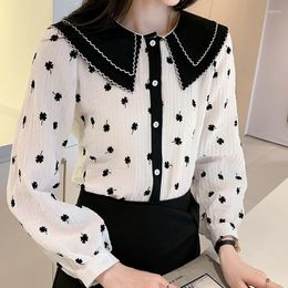 Women's Blouses 2023 French Double Collar Chiffon Shirt Women's Loose Western Style Design Doll Top