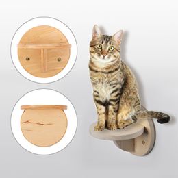 Cat Furniture Scratchers Household wallmounted cat climbing frame solid wood jumping platform round stairs durable springboard 230309