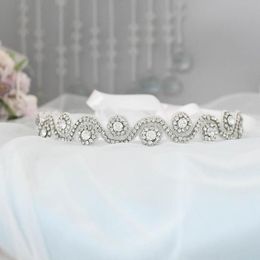 Wedding Sashes Handmade Sparkly Silver Diamond Belts For Women Marriage Bridal Crystal Rhinestone Applique Sash Bridesmaid Belt