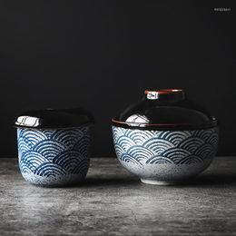 Bowls Blue Wave Pattern Ceramic Bowl Soup Cup Dessert Kitchen Tableware Supplies