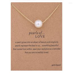 Chains Fashion Simulated Pearl Pendant Necklaces Women Gold Colour Chain Necklace Birthday Christmas Gifts With Card