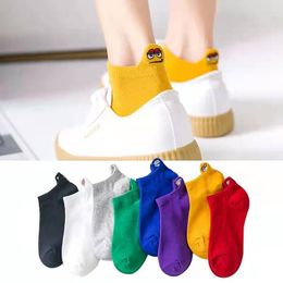 Women Socks Embroidery And Ms Boat Followed By Ear Smile Japanese Female Plain Coloured Light Mouth