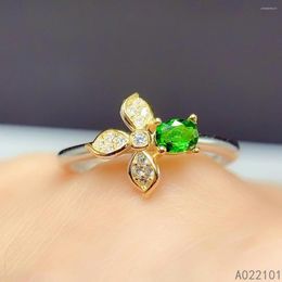 Cluster Rings KJJEAXCMY Fine Jewellery S925 Sterling Silver Inlaid Natural Diopside Girl Lovely Ring Support Test Chinese Style Selling