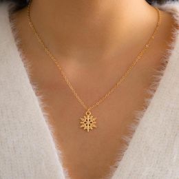 Choker PuRui Korean Fashion Snowflake Pendant Metal Necklace For Women Charm Simple O-chain Trend Christmas Party Jewellery