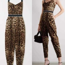 23ss designer brand women jumpsuit European American style Korean version high-quality jumpsuit Women's leopard print letter webbing waistband onesie a1