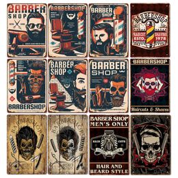 Barber Shop Open Closed Tattoo Poster Metal Tin Sign Barber Shaves Metal Board Painting Decorative Plaques Wall Plates Signs 30X20cm W03