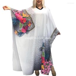 Ethnic Clothing Summer 2023 Sexy African Women V-neck Printing Plus Size Long Dress Clothes For European