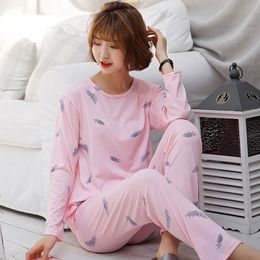 Women's Sleepwear Women Pajamas Sets Spring Autumn Carton Women Long Sleeve Sleepwear Suit Cute Big Girls Homewear Gift for Female Sleepwear Suit 230309