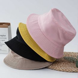 Wide Brim Hats Doublesided Wearing Cap Solid Color Unisex Bucket Hat Summer Outdoor Cap Fashion Adult Sunbonnet Reversible Fisherman Hat R230308