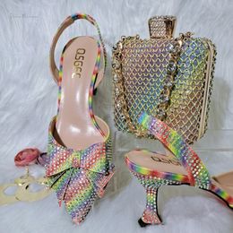 Sandals Full Of Crystal Decoration Style Wine Glass Heel Friends Party Shoes Nigerian Fashion Ladies Shoes And Bag For Party Wedding 230309