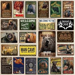 Vintage Man Cave Tin Sign Bears Metal Sign Poster Metal Plates For Wall Home Craft Cafe Music Bar Garage Decoration Vintage Poster personalized Art Decor 30X20CM w01