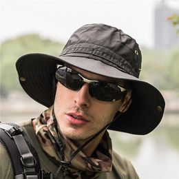 Wide Brim Hats New Bucket Hat Men AntiUV Sun Hats Outdoor Fishing Hiking Cap Fashion Quick Drying Caps Women's Summer Folding Cowboy Hat Male R230308