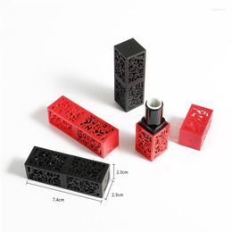 Storage Bottles 12.1mm Empty Plastic Black Hollow Lip Stick Package DIY Wholesale Rouge Container Cosmetic Red Fillers