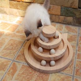 Cat Toys 23 layers Turntable Wooden Pet Interactive Game Smart Track With Balls Funny Kitten Supplies 230309