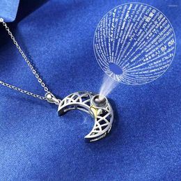 Chains Sun Moon Projection Necklace Romantic Heart 100 Languages I Love You Pendant Couple Necklaces Valentine's Day Jewelry Gifts