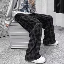 Mens Pants Autumn Corduroy Men Casual Plaid Straight Pant Male Hip Hop Loose Trousers for Man 230309