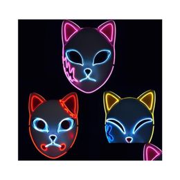 Led Toys Toy Mask Demon Slayer Tanjirou Sabito Mascarilla Makomo Cosplay Masques Halloween Drop Delivery Gifts Lighted Dhq9E