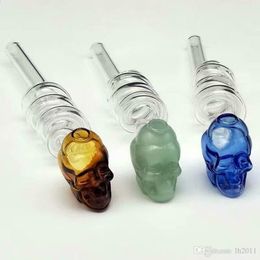 Smoking Pipes Coloured spiral skull glass cooker Wholesale Glass