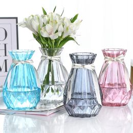 Geometric Glass Flower Vases Home Decoration Green Plants Hydroponic Vase Nordic Living Room Flowers Decor Vase Ornaments BH8423 TQQ