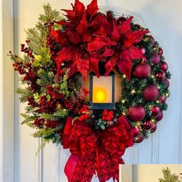 Christmas Decorations Red Wreath For Front Door Champagne Gold Window Wall Garland Ornament Guirnalda Navidad 220909 Drop Delivery H Dhocr