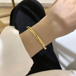 Bangle Simple Fashion Couple Jewelry Gold/silver Color Lover Titanium Steel 18k Gold Plated Bracelet For Men And Women