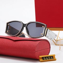 Man Glasses Designer Sunglasses Women Fashion Rectangle Sunglass UV400 Mens Eyelgasses Sparkling Diamonds
