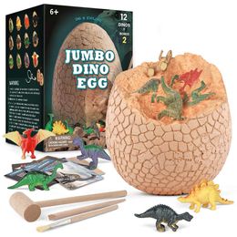 Science Discovery Jumbo Dino Egg Dig Kit Dinosaur Eggs Toys with 12 Different Dinosaur Toys Dinosaur Educational Toys for 5 Kids Y2303