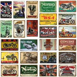 Retro us Motorcycles art tin decor Metal Plate Norton Indian Tin Signs Vintage Metal Poster Garage Decor Club Pub Bar Wall Personalised Decoration size 30x20cm w02