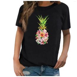 Women's T Shirts Summer Clothes Woman Top Funny Pineapple Print Women Shirt Short Sleeve Casual Femme T-shirt Loose Tee For