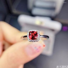 Cluster Rings KJJEAXCMY Fine Jewelry S925 Sterling Silver Inlaid Natural Gemstone Garnet Girl Noble Ring Support Test Chinese Style