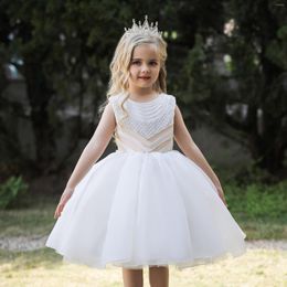 Girl Dresses Clothing Flower Pearls Dress Brithday Party 3-10Y Kid Princess Tutu Child Vestidos Clothes