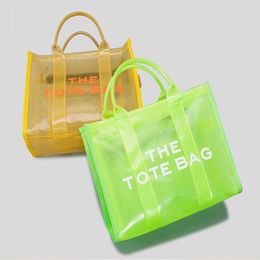 PVC The Tote Bag Spring and Summer New Fluorescent Colour Transparent Shoulder Bags Large Capacity Causal Totes319g