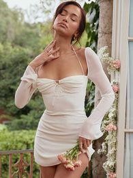 Casual Dresses Summer Bodycon White Sexy Women Party 2022 New Arrivals Stretchy Mini Evening Club Night Dropshipping Y2302