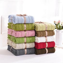 Blankets 2023 Cotton Twist Knitted Blanket Solid Colour Embossed Nordic Decorative Sofa Bedroom Office Car Air Conditioning