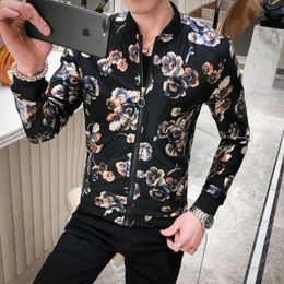 Men's Jackets Designer Party Nightclub Jacket Manteau Homme Flower Print Spring Summer See Through Sexymen Stage Cloth For MenMen's