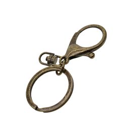 Key Rings wholesale antique bronze 32mm Split Key Ring with large Lobster Clasp connector keychian DIY supplies