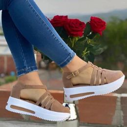 Sandals Women Summer Fashion Wedge Platform Buckle Strap Sexy High Heels Sandalias Ladies Cusual Solid Retro Shoes