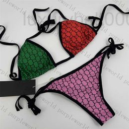 Women's Swimwear Designer Women Elastic Swimsuit Full Print Sexy Breathable Lady Holiday Two Pieces Personality Bikini Beach Wear W8O2