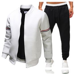 Men's Tracksuits Jackets Sweatpants Male Set Arm Stripes Coat Pants Men's Tracksuit Casual Sportswear Men's Clothing 230309