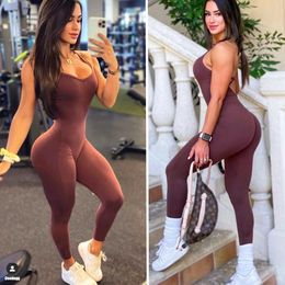 Yoga Outfits 2023 Pad Sport Suit Female Sculpted Set Tracksuit Ensemble Sportswear Jumpsuit Workout Gym Wear Running Clothes Fitness 230308 Hot Sale
