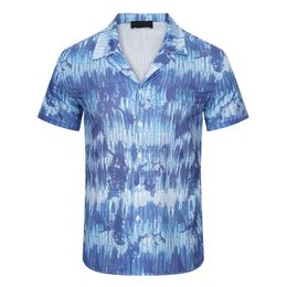 2023 Mens Short Sleeve Hawaiian Shirt Fashion Print Button Down Bowling Casual Shirts Mens Summer Dress Shirt