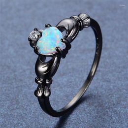 Wedding Rings Wholesale Beautiful Cute Simple Jewellery Blue Fire Opal Cz Champagne Crystal FromSwarovskis Ring For Women Christmas Gifts