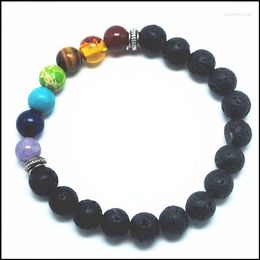 Bangle 1PC Nature Gem Stone Bracelet Volcano Beads Men's Bracelets Powerful Women's Size 8mm Good Quality