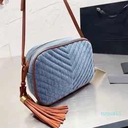 Shoulder Bags Denim Camera Bag Chain Crossbody Handbag Quilted Messenger Purse