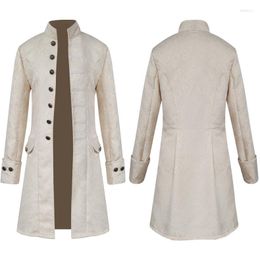 Men's Jackets Jacquard Medieval Coat 2023 European And USA Solid Color Fashion Steampunk Retro Uniform Collar Clothing